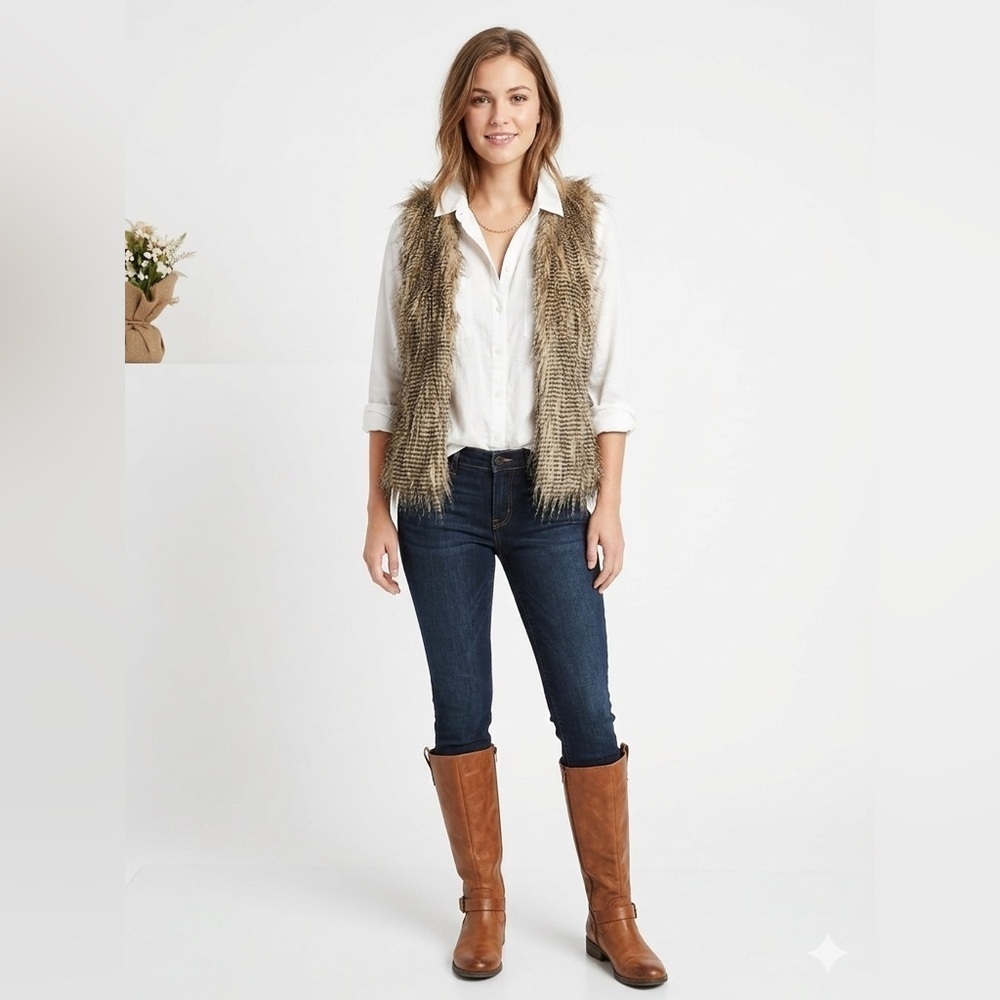 Maurices Tan Faux Fur Vest for Women